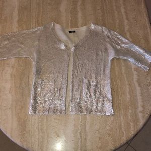 Jcrew medium silver linen short sweater